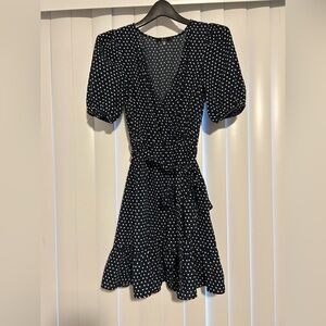 Boutique Soprano Navy Blue Polka Dot Dress